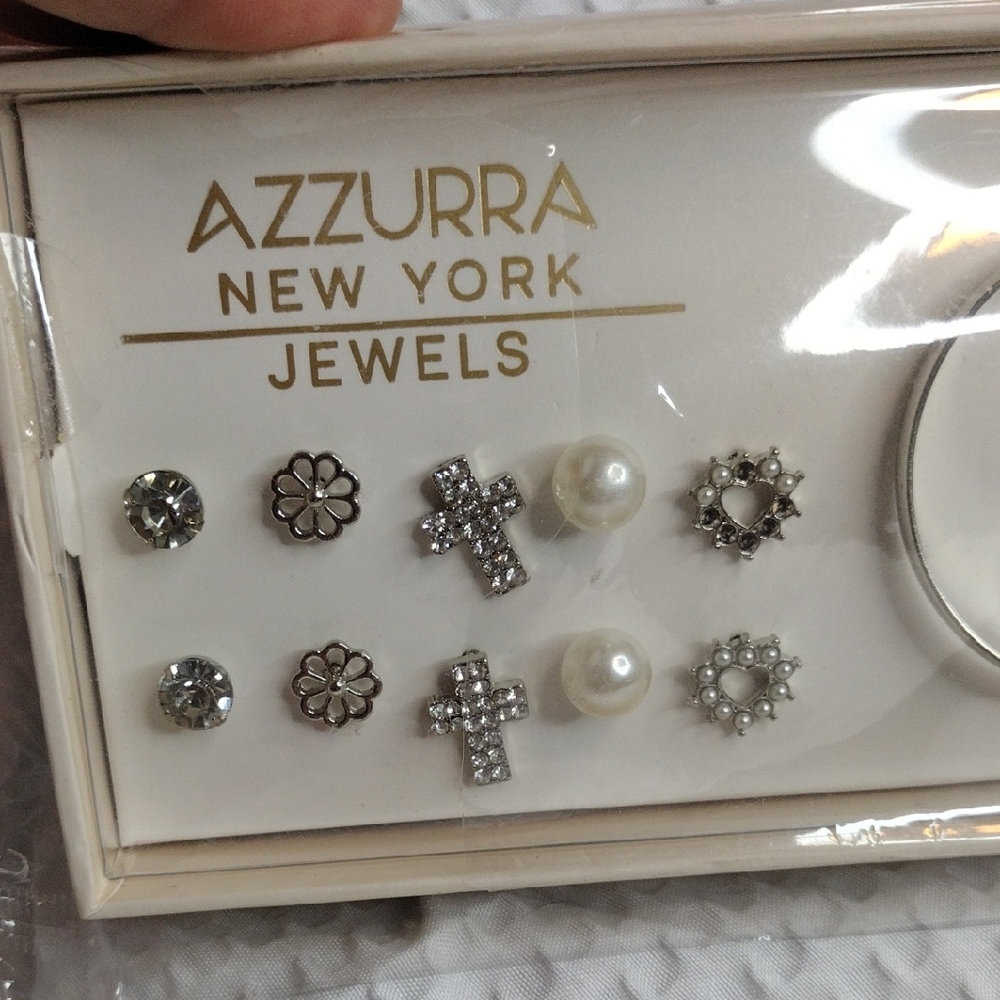 Silver Hoop and Stud Earring Set - Picture 2 of 4